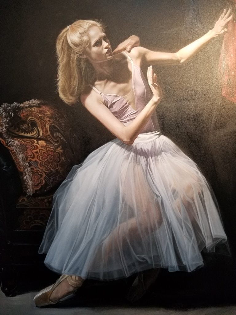 Alexandra the ballerina in Kevin Grass's "Not #MeToo" painting
