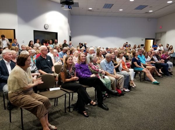 Lots of people attend the Kevin Grass artist talk at the Leepa-Rattner Museum of Art in Tarpon Springs, FL