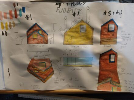 Color Sketches of the Movbeable Set Pieces for Pinocchio at Florida Studio Theatre, by Lea Umberger