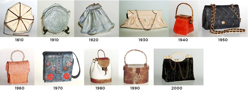 ceramic Handbags by Agueda Zabisky - The purses through the decades