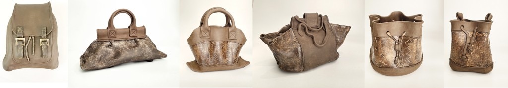 ceramic handbags by Agueda Zabisky