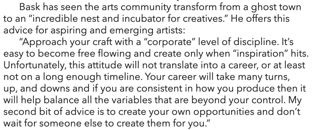 Bask artist quote from The Artisan magazine, 2023