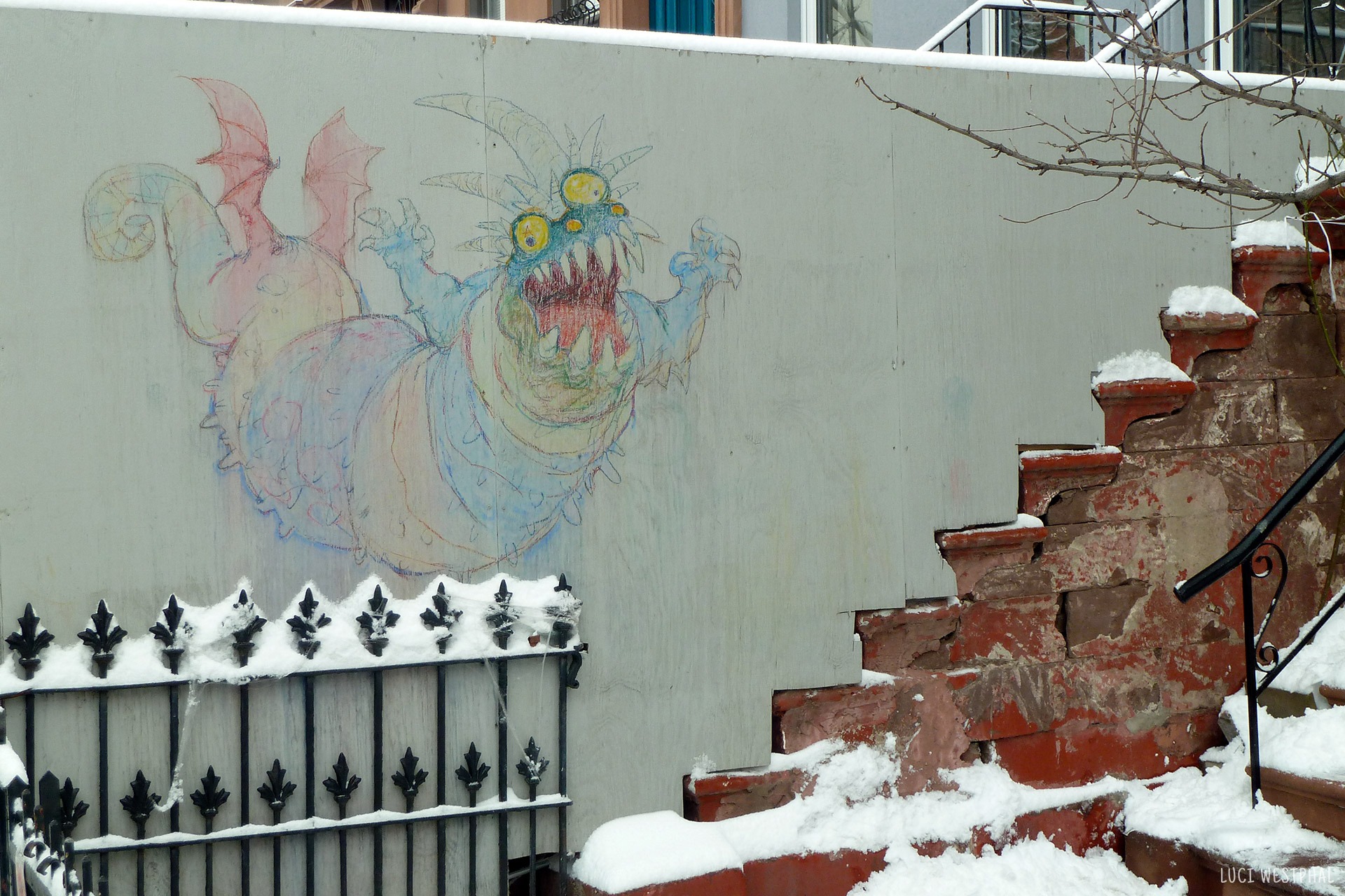 street art, monster, colorful, stairs, wall