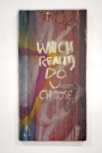 which reality do u choose, graffiti, photo, wood transfer, Luci Westphal