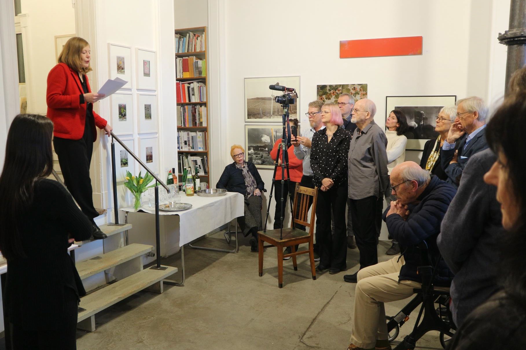 Rahel Puffert speech during art opening for Guenter Westphal