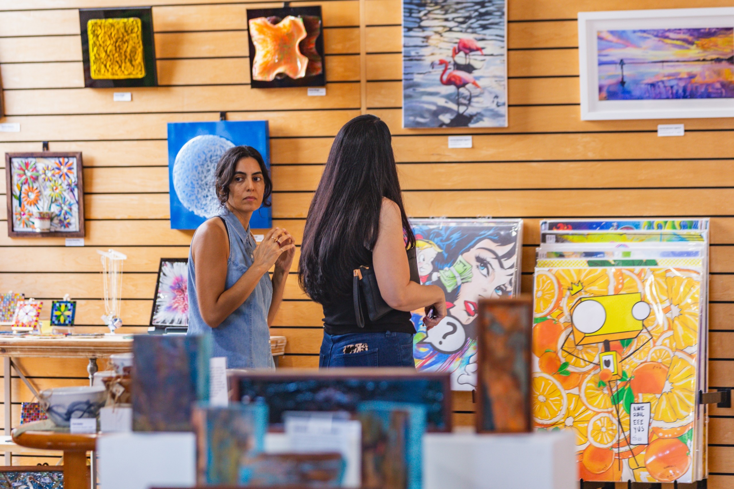 Women shopping in a store. 
