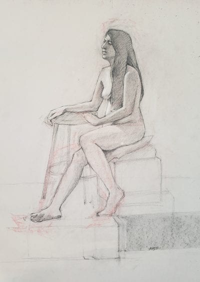 Figure drawing of a seated woman