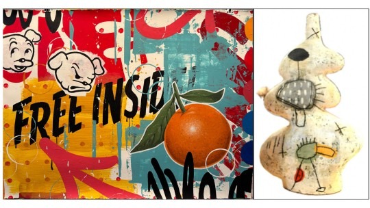 Colorful artworks side-by-side.