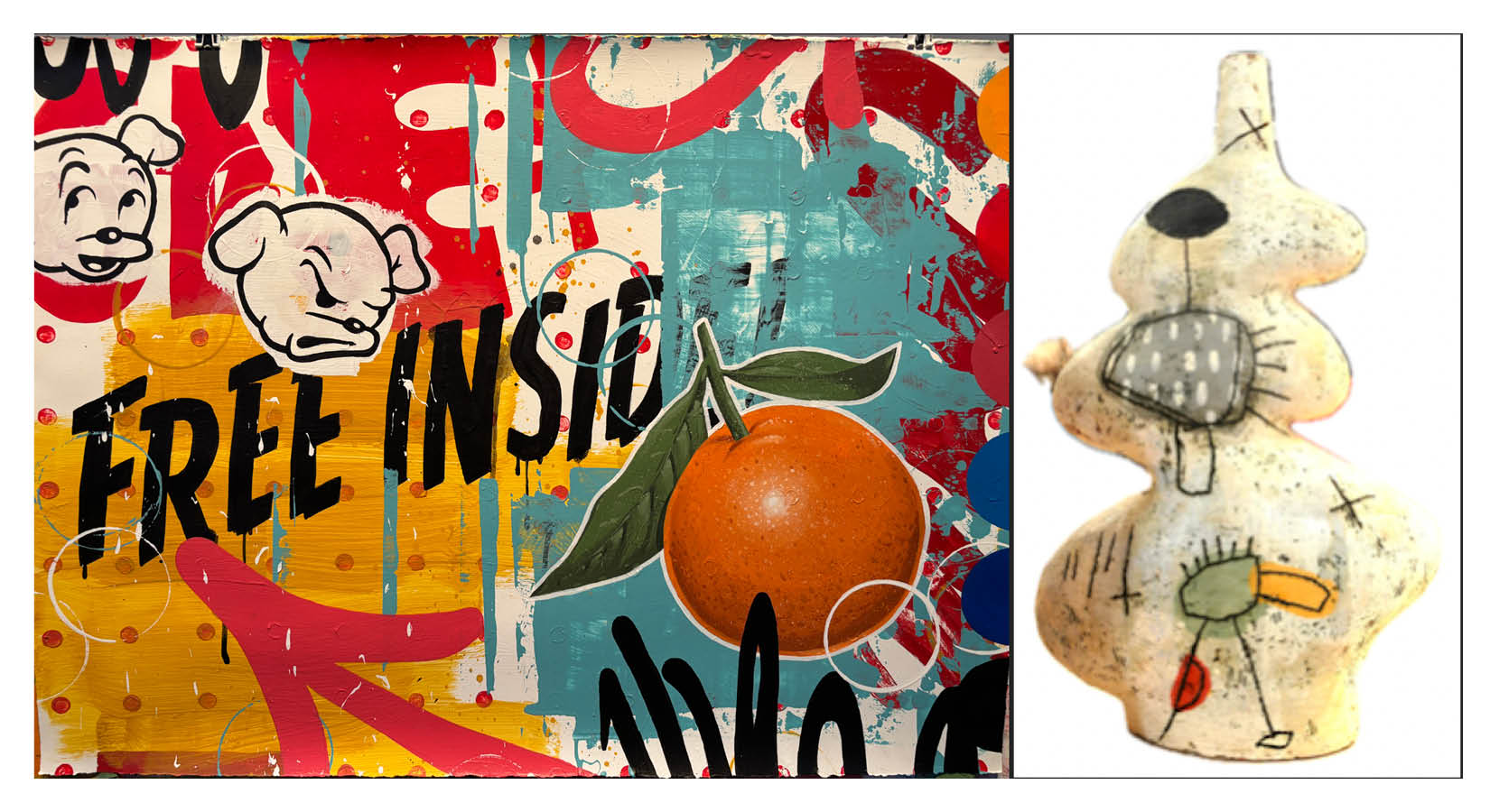 Colorful artworks side-by-side.