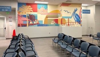 A colorful mural at an office.