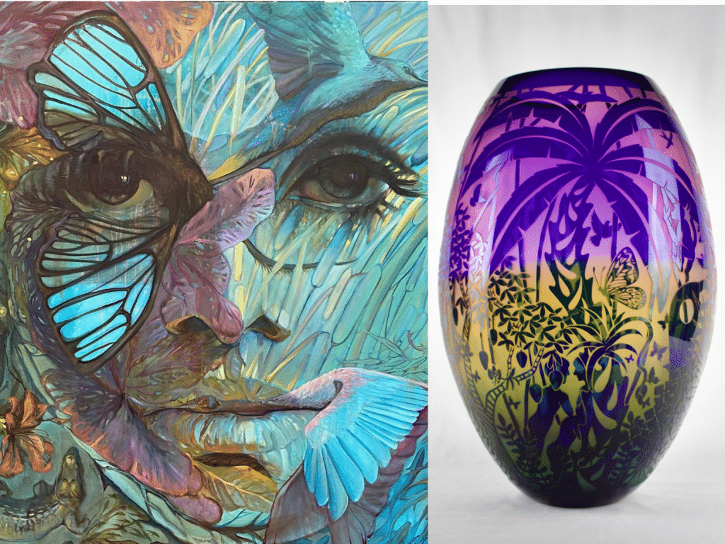 A composite of a painting and a sculpture.