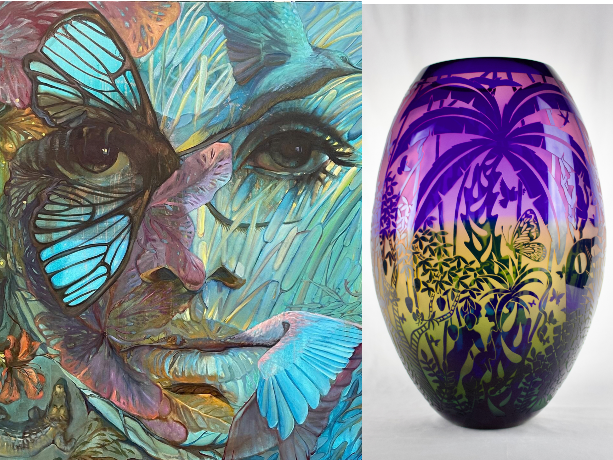 A composite of a painting and a sculpture.